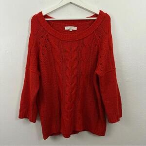 LOFT Women’s Wool Blend Cable Knit Orange Sweater Size XXL ...